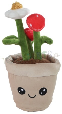 Knuffel Aardbeienplant met grijze pot