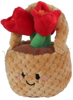 Knuffel Bloemenmand met rode bloemen