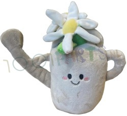 Knuffel Gieter grijs met witte bloemen