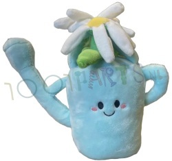 Knuffel Gieter blauw met witte bloemen