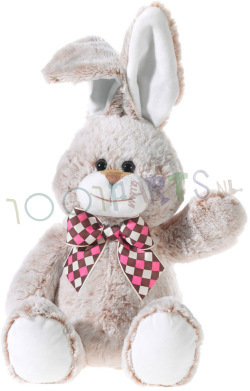 Konijntje beige met geruite strik 30 cm