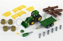 John Deere tractor+voorlader+aanhanger