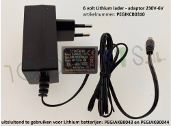 6V Lithium adaptor 230V Lader Jack Plug